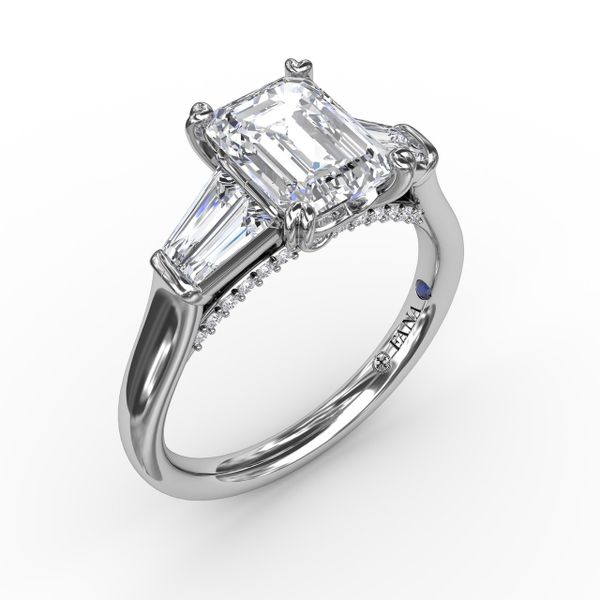Platinum Emerald Cut Diamond Trilogy Engagement and Wedding Band Set - Ian  Gallacher