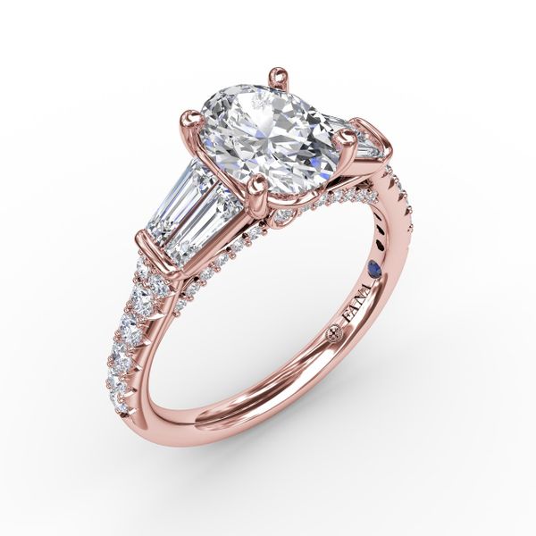 Oval Diamond Engagement Ring With Tapered Baguette Side Stones Sanders Diamond Jewelers Pasadena, MD
