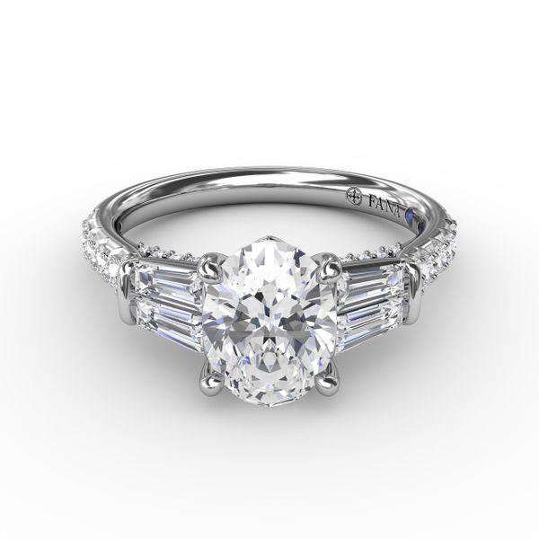 Oval Diamond Engagement Ring With Tapered Baguette Side Ston