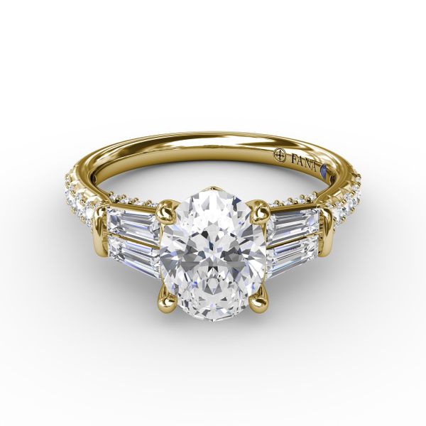 Oval Diamond Engagement Ring With Tapered Baguette Side Stones Image 3 LeeBrant Jewelry & Watch Co Sandy Springs, GA