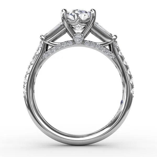 Oval Diamond Engagement Ring With Tapered Baguette Side Ston The