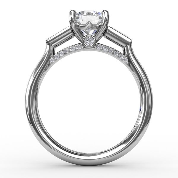 Three-Stone Round Diamond Engagement Ring With Tapered Baguettes Image 2 Parris Jewelers Hattiesburg, MS