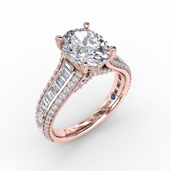 Oval Diamond Solitaire Engagement Ring With Baguettes and Pavé Almassian Jewelers, LLC Grand Rapids, MI