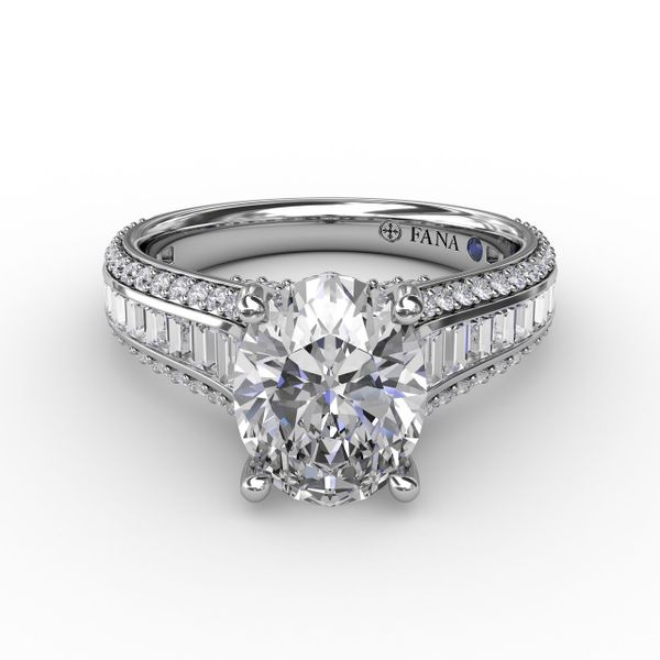 Oval Diamond Solitaire Engagement Ring With Baguettes and Pavé Image 3 Almassian Jewelers, LLC Grand Rapids, MI
