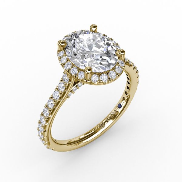 Oval Diamond Halo Engagement Ring With Diamond Band Almassian Jewelers, LLC Grand Rapids, MI
