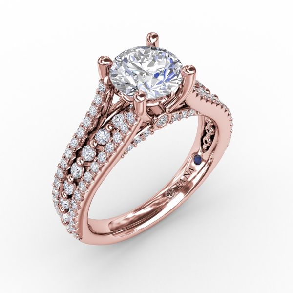 Round Diamond Engagement Ring With Triple-Row Diamond Band Parris Jewelers Hattiesburg, MS