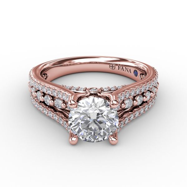 Round Diamond Engagement Ring With Triple-Row Diamond Band Image 3 Newtons Jewelers, Inc. Fort Smith, AR