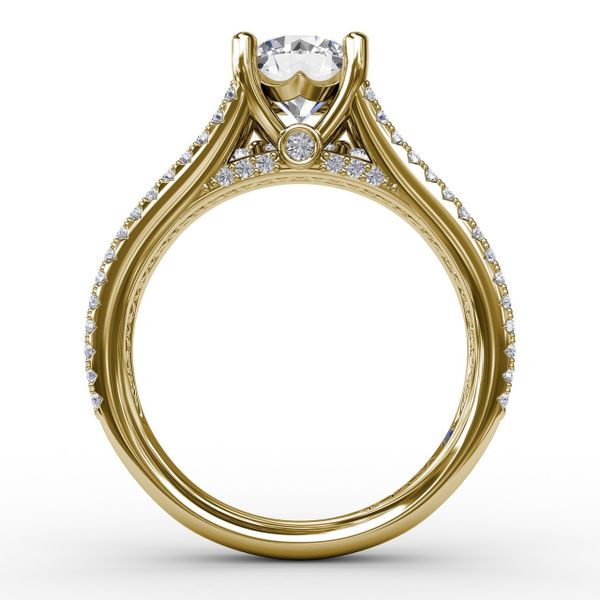 Round Diamond Engagement Ring With Triple-Row Diamond Band Image 2 Reed & Sons Sedalia, MO