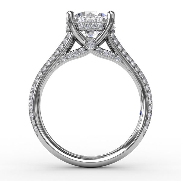 Contemporary Solitaire Diamond Engagement Ring With Split-Shank Diamond Band Image 2 The Diamond Center Claremont, CA
