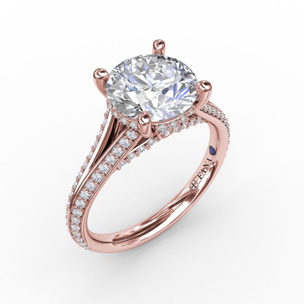 Contemporary Solitaire Diamond Engagement Ring With Split-Shank Diamond Band Parris Jewelers Hattiesburg, MS