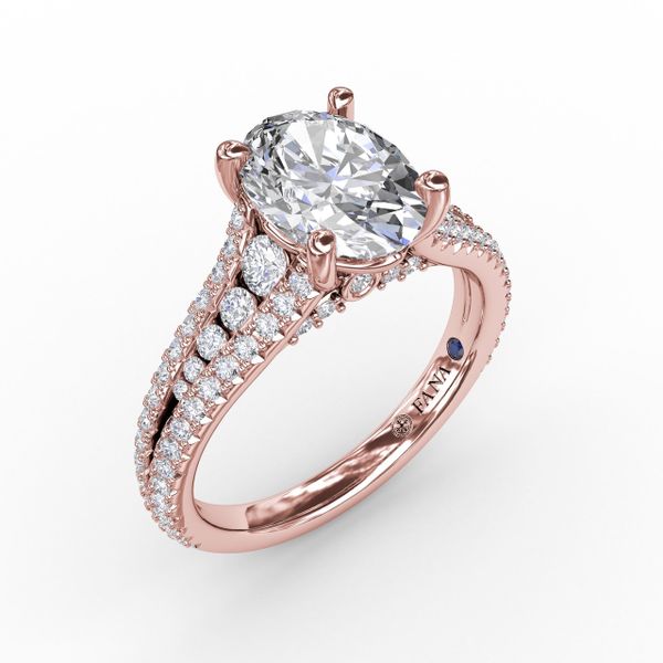 Oval Diamond Solitaire Engagement Ring With Triple-Row Tapered Diamond Band Parris Jewelers Hattiesburg, MS