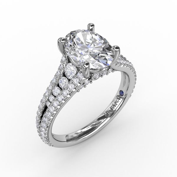 Oval Diamond Solitaire Engagement Ring With Triple-Row Tapered Diamond Band S. Lennon & Co Jewelers New Hartford, NY