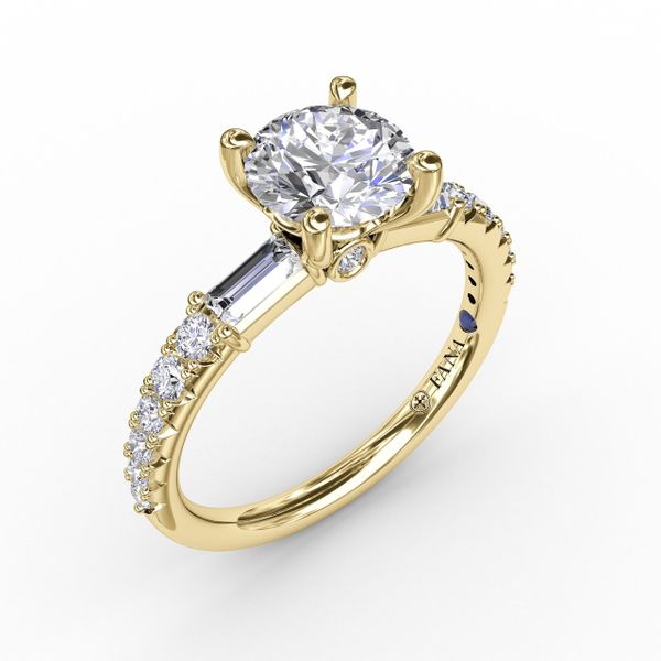 Contemporary Diamond Solitaire Engagement Ring With Baguettes Parris Jewelers Hattiesburg, MS