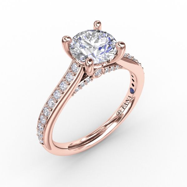 Classic Diamond Solitaire Engagement Ring With Diamond Band John Herold Jewelers Randolph, NJ
