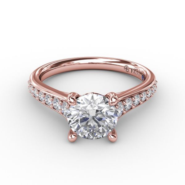 Classic Round Diamond Solitaire Engagement Ring With Diamond Band Image 3 Parris Jewelers Hattiesburg, MS