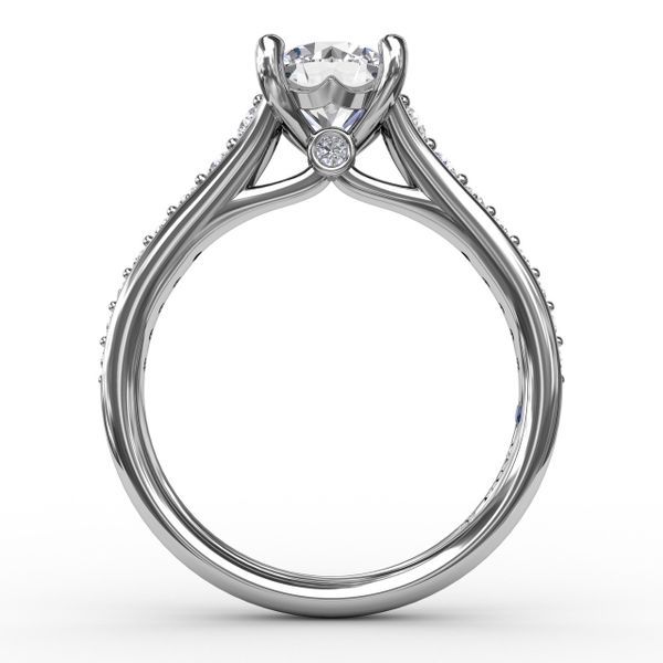Classic Round Diamond Solitaire Engagement Ring With Diamond Band Image 2 Parris Jewelers Hattiesburg, MS
