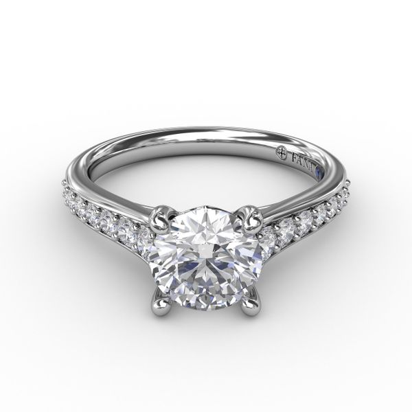Classic Round Diamond Solitaire Engagement Ring With Diamond Band Image 3 Shannon Jewelers Spring, TX