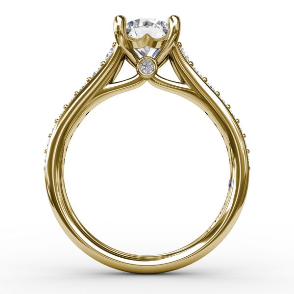 Classic Round Diamond Solitaire Engagement Ring With Diamond Band Image 2 Parris Jewelers Hattiesburg, MS
