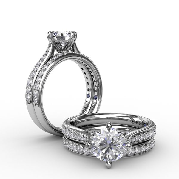 Contemporary Diamond Solitaire Engagement Ring With Tapered Diamond Band Image 4 Almassian Jewelers, LLC Grand Rapids, MI