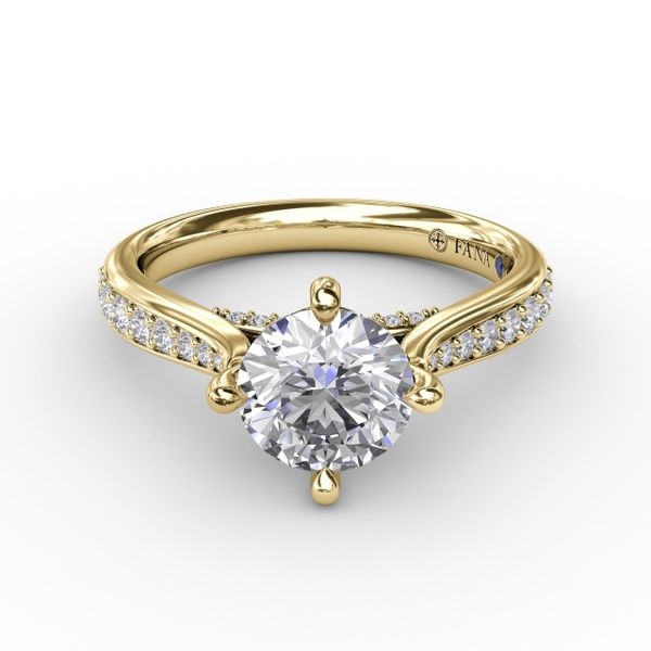 Contemporary Diamond Solitaire Engagement Ring With Tapered Diamond Band Image 3 John Herold Jewelers Randolph, NJ
