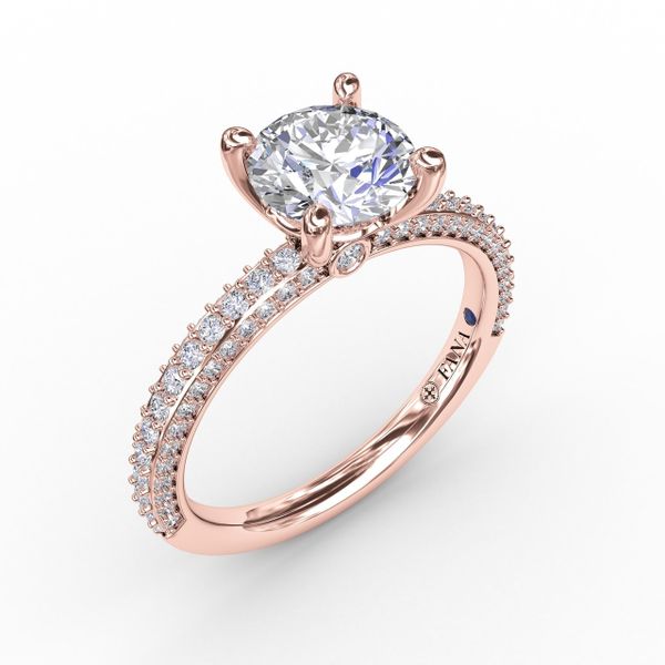 Classic Solitaire Engagement Ring With Flawless Pavé Band Parris Jewelers Hattiesburg, MS