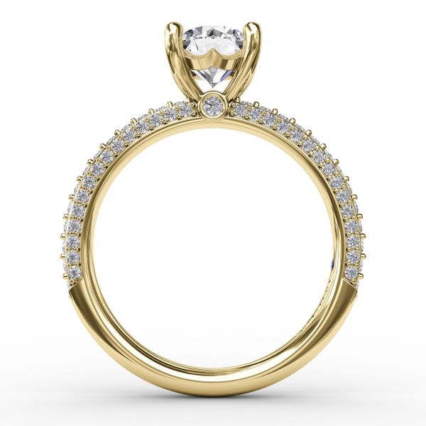 Classic Solitaire Engagement Ring With Flawless Pavé Band Image 2 Almassian Jewelers, LLC Grand Rapids, MI