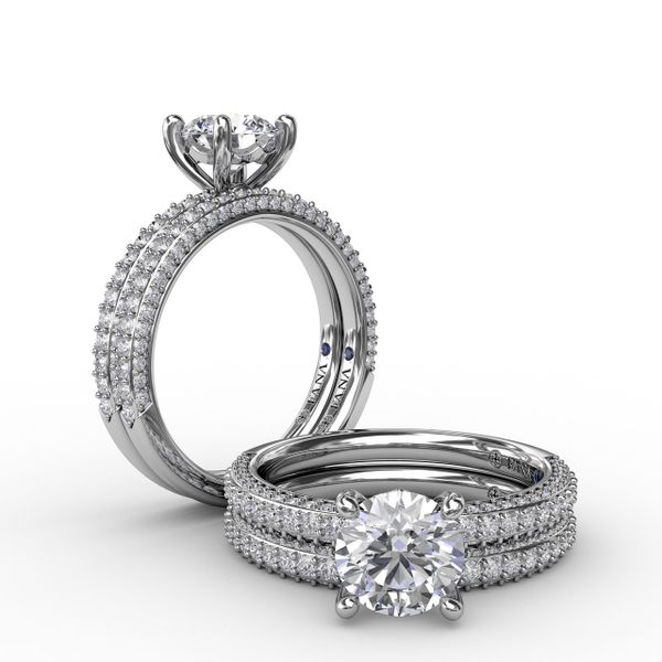 Classic Solitaire Engagement Ring With Flawless Pavé Band Image 4 Parris Jewelers Hattiesburg, MS