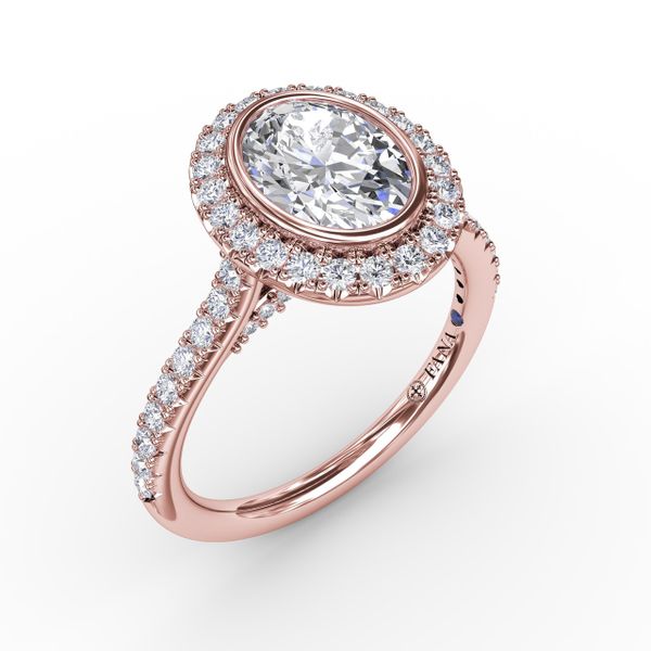 Classic Oval Diamond Halo Engagement Ring With Diamond Band Reed & Sons Sedalia, MO