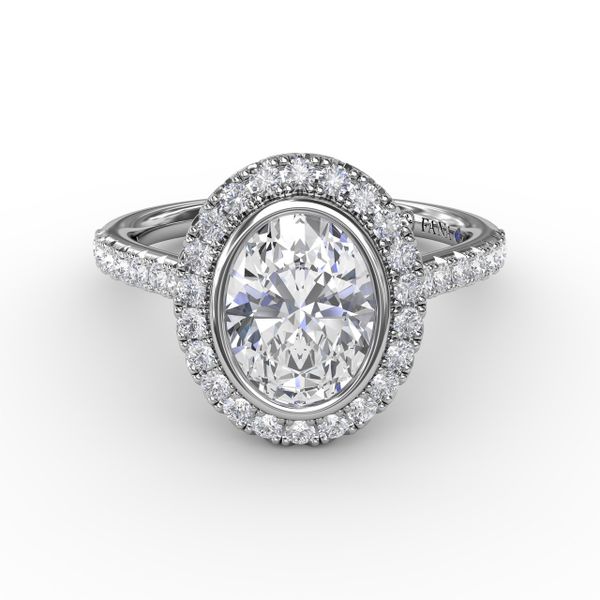 Classic Oval Diamond Halo Engagement Ring With Diamond Band Image 3 Newtons Jewelers, Inc. Fort Smith, AR