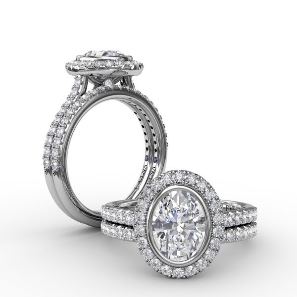 Classic Oval Diamond Halo Engagement Ring With Diamond Band Image 4 Bell Jewelers Murfreesboro, TN