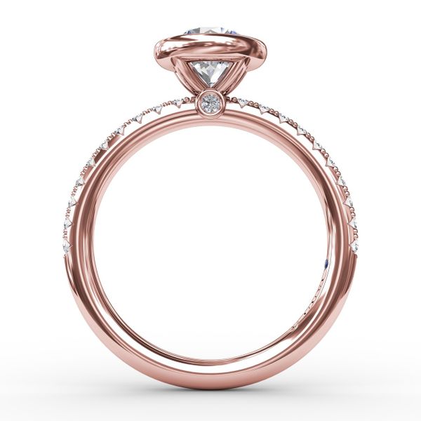 Contemporary Bezel-Set Round Diamond Solitaire Engagement Ring With Diamond Band Image 2 Almassian Jewelers, LLC Grand Rapids, MI