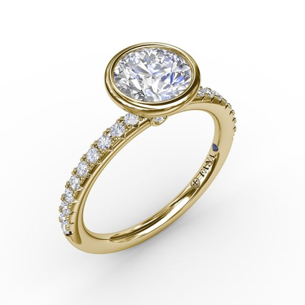 Round Bezel Set Engagement Ring | Shield Octagon Round Diamond Ring
