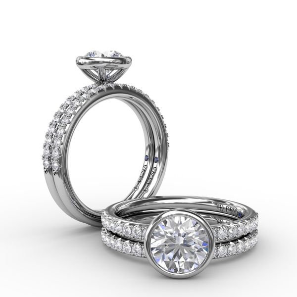 Contemporary Bezel-Set Round Diamond Solitaire Engagement Ring With Diamond Band Image 4 Bell Jewelers Murfreesboro, TN