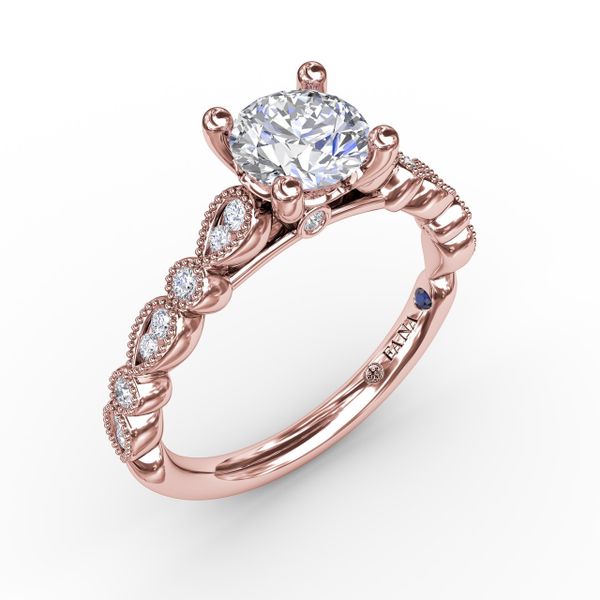Round Diamond Solitaire Engagement Ring With Milgrain Details John Herold Jewelers Randolph, NJ