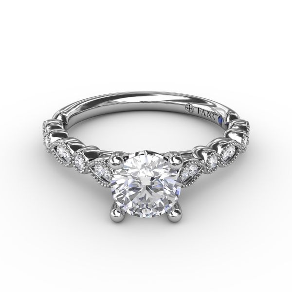 Round Diamond Solitaire Engagement Ring With Milgrain Details Image 3 Sanders Diamond Jewelers Pasadena, MD