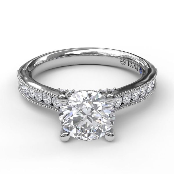Single Row Channel Milgrain Engagement Ring Image 3 John Herold Jewelers Randolph, NJ