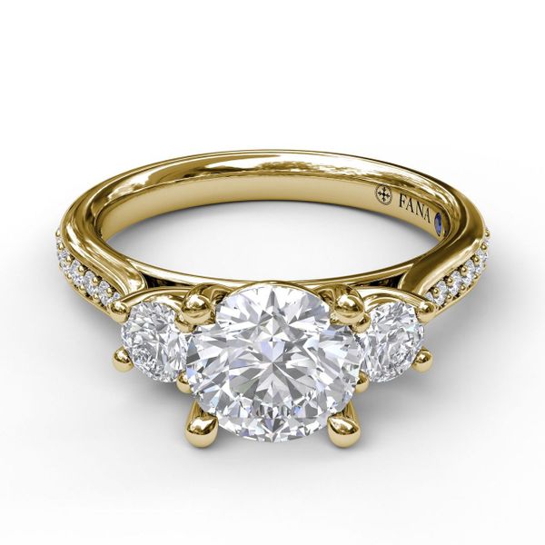 Classic Three Stone Single Row Engagement Ring Image 3 John Herold Jewelers Randolph, NJ