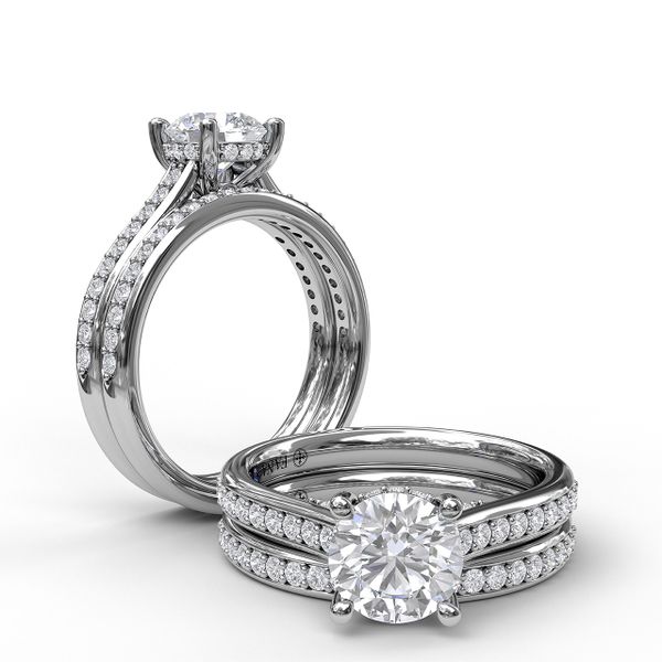 Single Row Detailed Engagement Ring Image 4 John Herold Jewelers Randolph, NJ