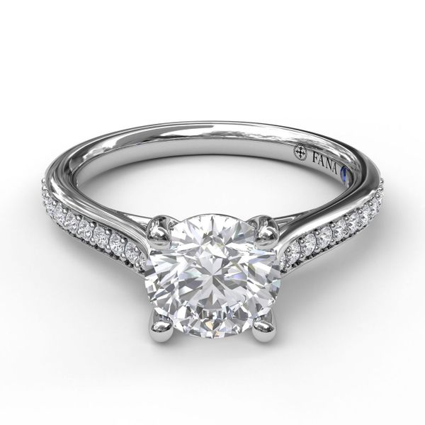 Cathedral Single Row Pave Engagement Ring Image 3 Parris Jewelers Hattiesburg, MS