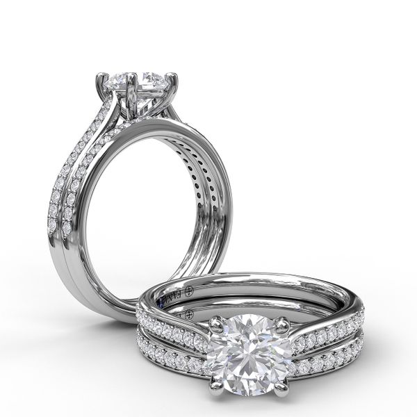 Cathedral Single Row Pave Engagement Ring Image 4 Parris Jewelers Hattiesburg, MS