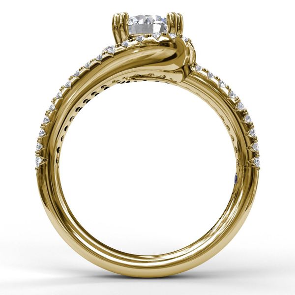 Swirl Halo With Split Band Engagement Ring Image 2 S. Lennon & Co Jewelers New Hartford, NY