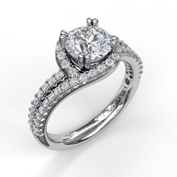 Swirl Halo With Split Band Engagement Ring S. Lennon & Co Jewelers New Hartford, NY