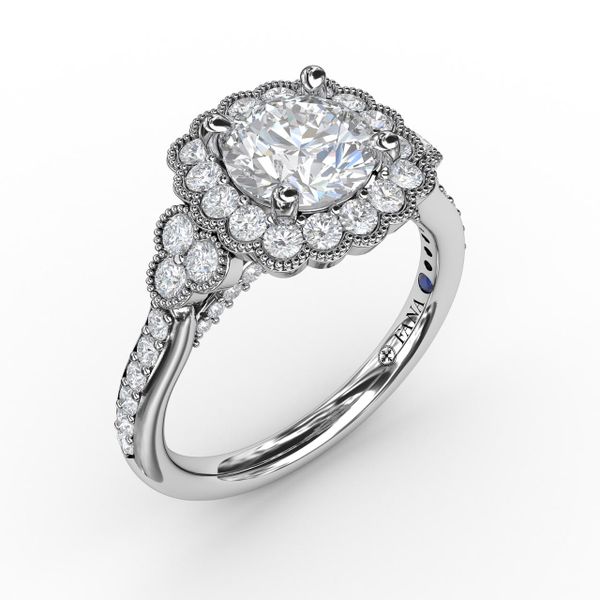Floral Halo With Diamond Accents Engagement Ring Parris Jewelers Hattiesburg, MS