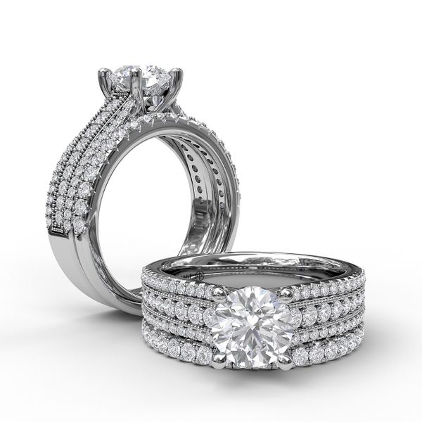 Three Row Stepped Engagement Ring Image 4 Parris Jewelers Hattiesburg, MS