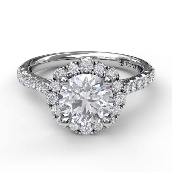 Round Cut Engagement Ring With Scalloped Halo Image 3 Almassian Jewelers, LLC Grand Rapids, MI