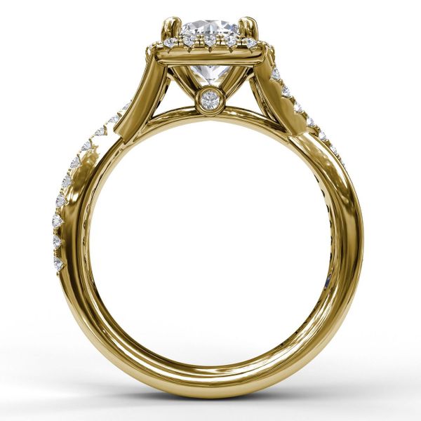 Cushion Halo With Diamond And Gold Twist Engagement Ring Image 2 Parris Jewelers Hattiesburg, MS