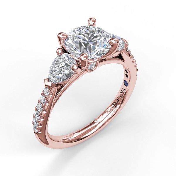 Three-Stone Engagement Ring With Pear Cut Side Stones John Herold Jewelers Randolph, NJ