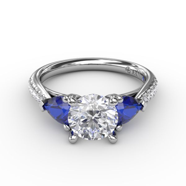 Elegant Pear Sidestone Ring in Sapphire  Image 2 Reed & Sons Sedalia, MO