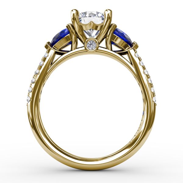 Elegant Pear Sidestone Ring in Sapphire  Image 3 Castle Couture Fine Jewelry Manalapan, NJ