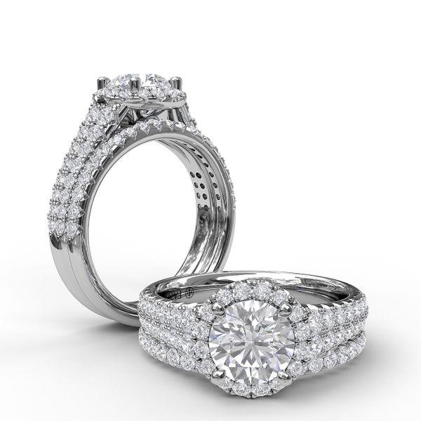 Classic Double Row Pave Band With Halo Engagement Ring Image 4 Almassian Jewelers, LLC Grand Rapids, MI